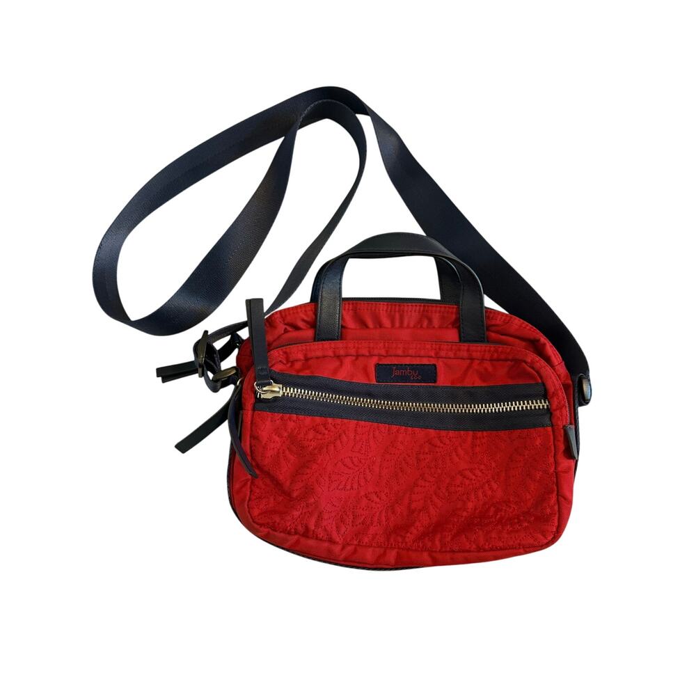 Jambu Embroidered Floral‎ Red Multiuse Crossbody Bag Travel Cosmetic Small